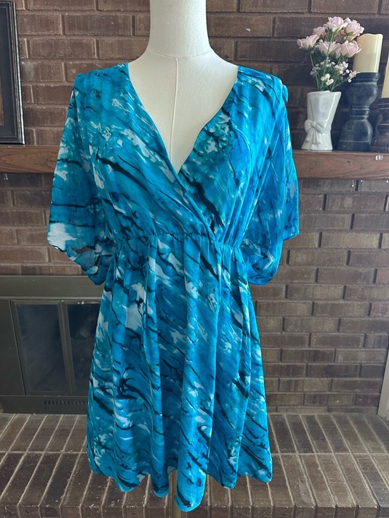 Alice + Olivia Dresses & Skirts - Alice + Olivia Silk Watercolor Ocean Dream Mini Dress Medium Boho Ethereal